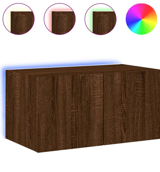 TV-Wandschrank mit LED-Leuchten Braun Eichen-Optik 60x35x31 cm