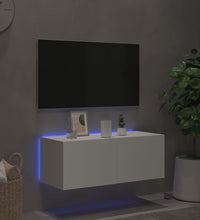 TV-Wandschrank mit LED-Leuchten Weiß 80x35x31 cm