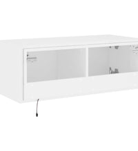 TV-Wandschrank mit LED-Leuchten Weiß 80x35x31 cm