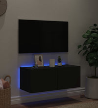 TV-Wandschrank mit LED-Leuchten Schwarz 80x35x31 cm