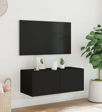 TV-Wandschrank mit LED-Leuchten Schwarz 80x35x31 cm