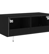 TV-Wandschrank mit LED-Leuchten Schwarz 80x35x31 cm