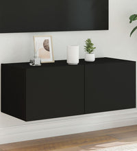 TV-Wandschrank mit LED-Leuchten Schwarz 80x35x31 cm