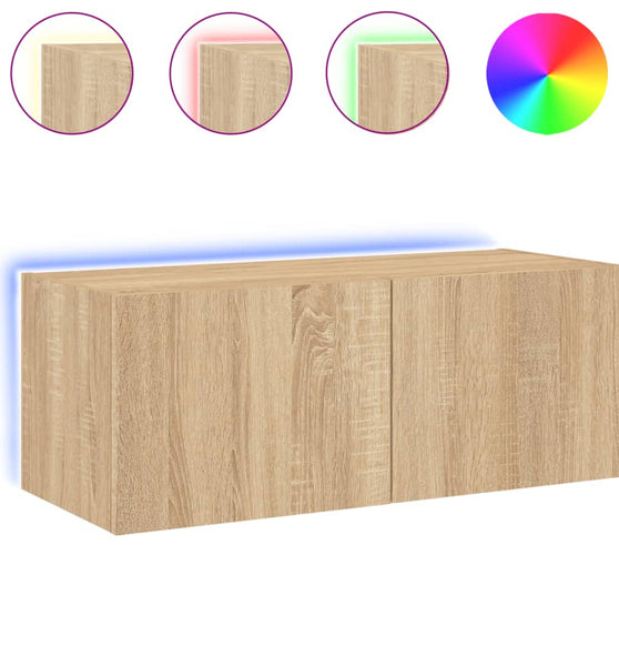 TV-Wandschrank mit LED-Leuchten Sonoma-Eiche 80x35x31 cm