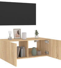 TV-Wandschrank mit LED-Leuchten Sonoma-Eiche 80x35x31 cm