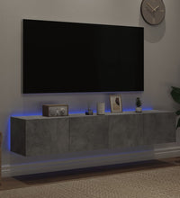 TV-Wandschränke mit LED-Leuchten 2 Stk. Betongrau 80x35x31 cm