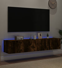 TV-Wandschränke mit LED-Leuchten 2 Stk. Räuchereiche 80x35x31cm