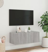 TV-Wandschrank mit LED-Leuchten Grau Sonoma 80x35x31 cm