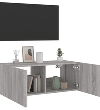 TV-Wandschrank mit LED-Leuchten Grau Sonoma 80x35x31 cm