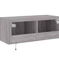 TV-Wandschrank mit LED-Leuchten Grau Sonoma 80x35x31 cm