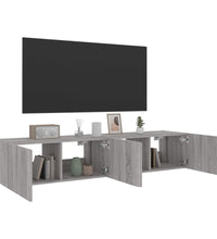 TV-Wandschränke mit LED-Leuchten 2 Stk. Grau Sonoma 80x35x31 cm