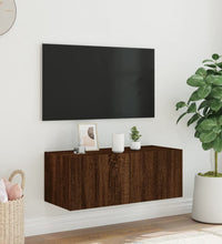 TV-Wandschrank mit LED-Leuchten Braun Eichen-Optik 80x35x31 cm