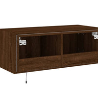 TV-Wandschrank mit LED-Leuchten Braun Eichen-Optik 80x35x31 cm