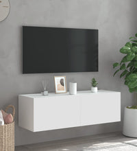TV-Wandschrank mit LED-Leuchten Weiß 100x35x31 cm