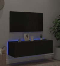 TV-Wandschrank mit LED-Leuchten Schwarz 100x35x31 cm