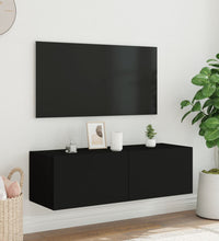 TV-Wandschrank mit LED-Leuchten Schwarz 100x35x31 cm