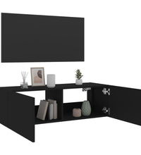 TV-Wandschrank mit LED-Leuchten Schwarz 100x35x31 cm