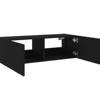 TV-Wandschrank mit LED-Leuchten Schwarz 100x35x31 cm