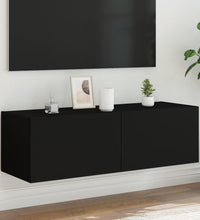 TV-Wandschrank mit LED-Leuchten Schwarz 100x35x31 cm