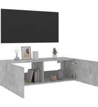 TV-Wandschrank mit LED-Leuchten Betongrau 100x35x31 cm