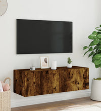 TV-Wandschrank mit LED-Leuchten Räuchereiche 100x35x31 cm