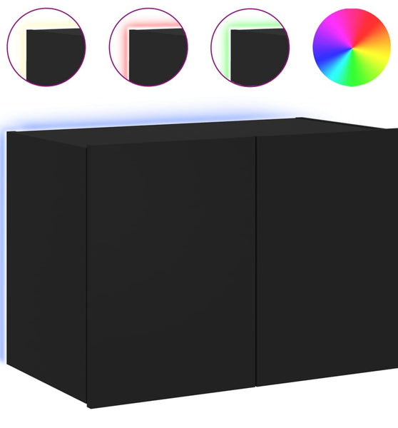 TV-Wandschrank mit LED-Leuchten Schwarz 60x35x41 cm