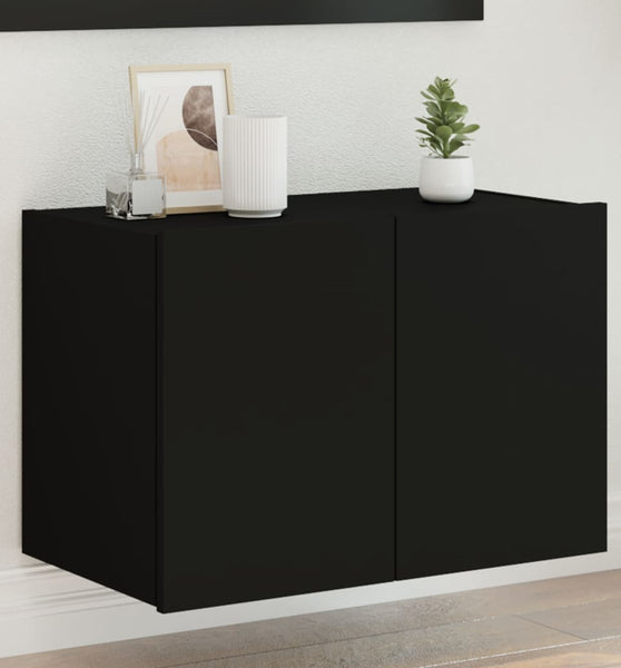 TV-Wandschrank mit LED-Leuchten Schwarz 60x35x41 cm