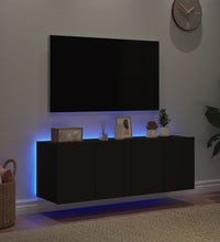 TV-Wandschränke mit LED-Leuchten 2 Stk. Schwarz 60x35x41 cm