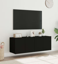 TV-Wandschränke mit LED-Leuchten 2 Stk. Schwarz 60x35x41 cm