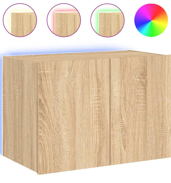 TV-Wandschrank mit LED-Leuchten Sonoma-Eiche 60x35x41 cm