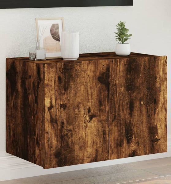 TV-Wandschrank mit LED-Leuchten Räuchereiche 60x35x41 cm