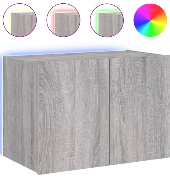 TV-Wandschrank mit LED-Leuchten Grau Sonoma 60x35x41 cm