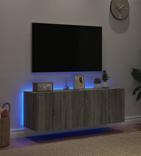 TV-Wandschränke mit LED-Leuchten 2 Stk. Grau Sonoma 60x35x41 cm