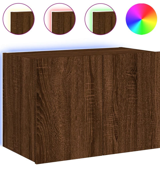 TV-Wandschrank mit LED-Leuchten Braun Eichen-Optik 60x35x41 cm