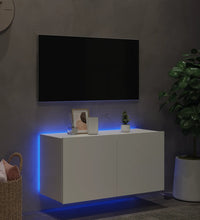 TV-Wandschrank mit LED-Leuchten Weiß 80x35x41 cm