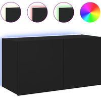 TV-Wandschrank mit LED-Leuchten Schwarz 80x35x41 cm