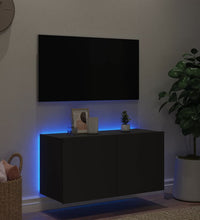 TV-Wandschrank mit LED-Leuchten Schwarz 80x35x41 cm