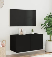 TV-Wandschrank mit LED-Leuchten Schwarz 80x35x41 cm