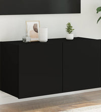 TV-Wandschrank mit LED-Leuchten Schwarz 80x35x41 cm