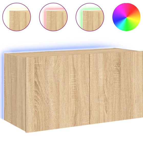 TV-Wandschrank mit LED-Leuchten Sonoma-Eiche 80x35x41 cm