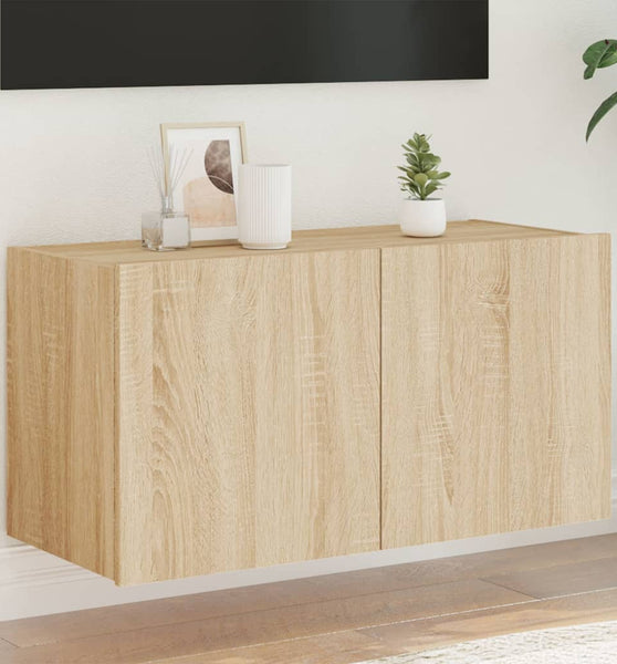 TV-Wandschrank mit LED-Leuchten Sonoma-Eiche 80x35x41 cm