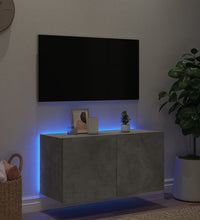 TV-Wandschrank mit LED-Leuchten Betongrau 80x35x41 cm