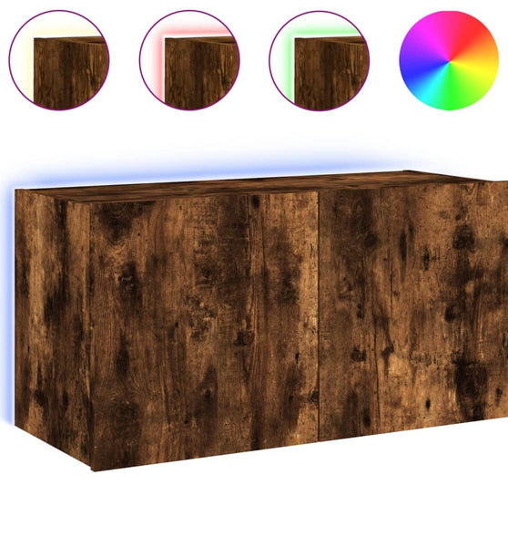 TV-Wandschrank mit LED-Leuchten Räuchereiche 80x35x41 cm