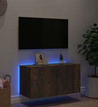 TV-Wandschrank mit LED-Leuchten Räuchereiche 80x35x41 cm
