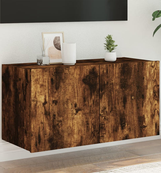 TV-Wandschrank mit LED-Leuchten Räuchereiche 80x35x41 cm