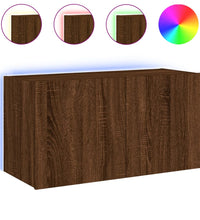 TV-Wandschrank mit LED-Leuchten Braun Eichen-Optik 80x35x41 cm