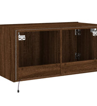 TV-Wandschrank mit LED-Leuchten Braun Eichen-Optik 80x35x41 cm