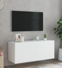 TV-Wandschrank mit LED-Leuchten Weiß 100x35x41 cm