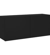 TV-Wandschrank mit LED-Leuchten Schwarz 100x35x41 cm