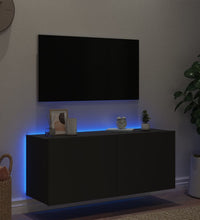 TV-Wandschrank mit LED-Leuchten Schwarz 100x35x41 cm